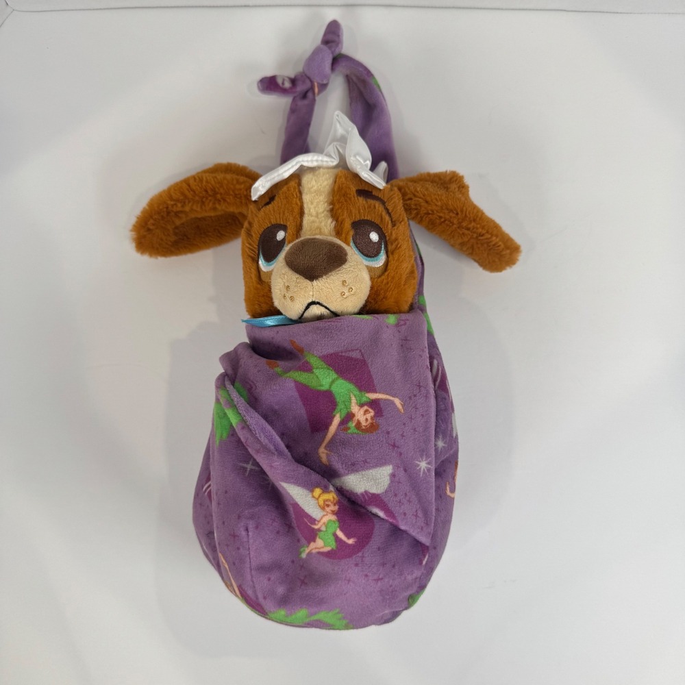 Disney Nana Plush Peter Pan Babies Brown 12in Swaddle Blanket Nurse Cap